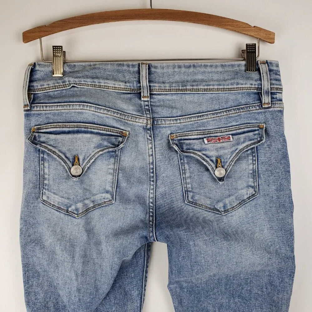 Hudson Beth Motion Jeans Mid Rise Bootcut Flap Pocket Blue Denim Womens 29 - Picture 4 of 9